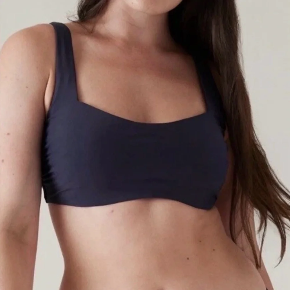 🏷️NWT Athleta Square Neck Bra Cup Bikini‎ Top Navy Blue Size 40D/DD New w/ Tags